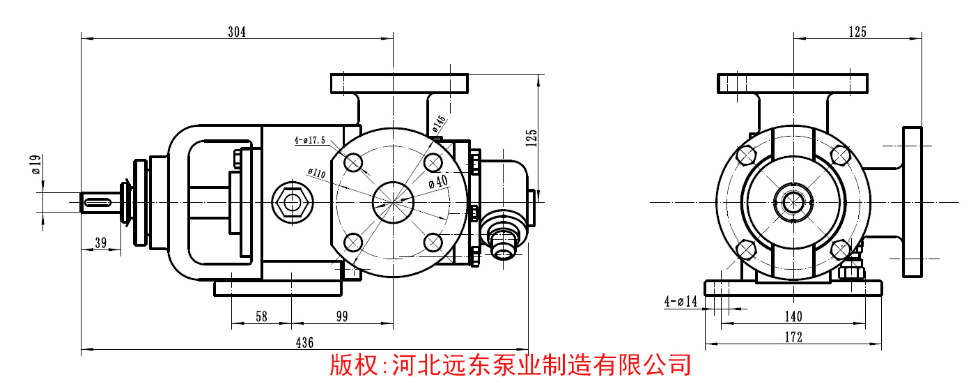 粘稠物料输送泵NYP7转子泵外形尺寸图