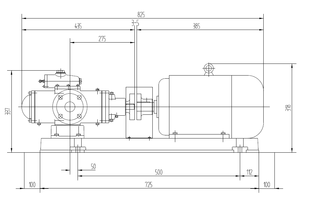 HSNH80-54 三螺杆泵 配3kw-4电机外形尺寸图